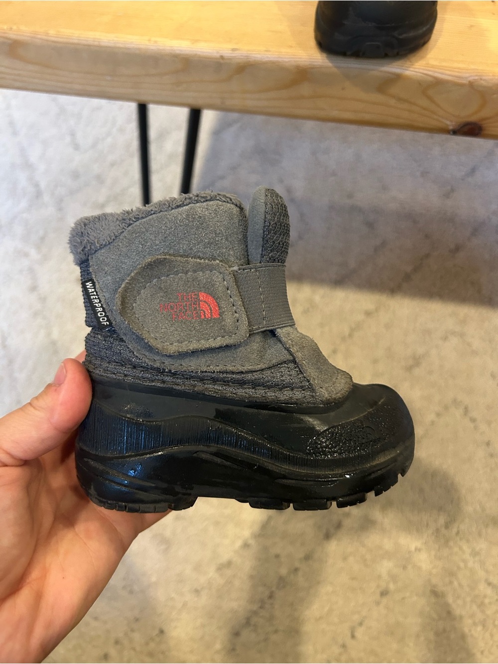 The North Face Kids Gray and Black Waterproof Winter Boot